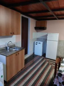 a kitchen with a sink and a white refrigerator at CASEVACANZASOTTOLETNA in Giarre