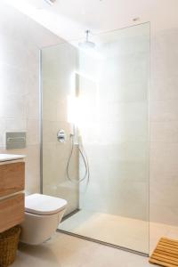 a bathroom with a shower and a toilet at KALIMA APARTMENT in Puerto del Carmen