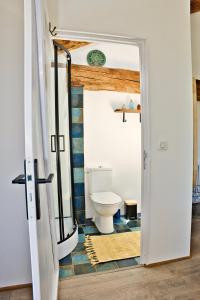 a bathroom with a toilet in a room at Les Picardies in Lesterps