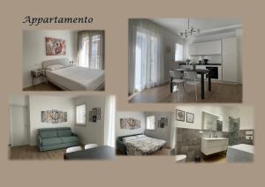 un collage de cuatro fotos de un dormitorio y una sala de estar en Casa di Cìì, en Porto San Giorgio