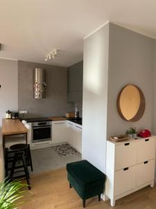 Kuchyňa alebo kuchynka v ubytovaní Royal Park Łazienki - Terrace Boutique Apartment