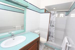 a bathroom with a sink and a toilet at Nirachel Ltd in Belle Mare
