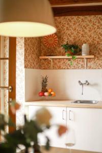 a kitchen with a sink and fruits on the counter at Charming Vinyard House - Lake Geneva in Mont-sur-Rolle