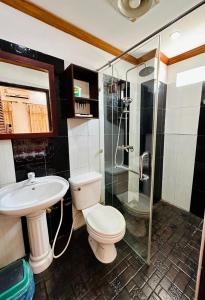 a bathroom with a toilet and a sink and a shower at Singharat Boutique House in Luang Prabang +38 photos