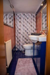 een badkamer met een wastafel en een toilet bij Fobillo Apartment at Charilaou in Thessaloniki