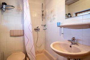 y baño con lavabo, aseo y ducha. en Haus Kees - Apartment, en Kressbronn am Bodensee
