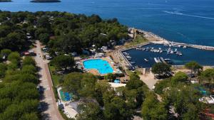 an aerial view of a marina with boats in the water at Easyatent Mobile home Zelena Laguna in Poreč