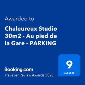 a screenshot of a cell phone with the text awarded to chicago subway studio at Chaleureux Studio 30m2 - Au pied de la Gare - PARKING in Cergy