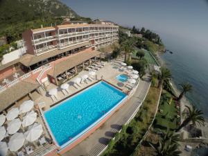 an aerial view of a resort with a swimming pool at CORFU MARIS BELLOS in Benitses