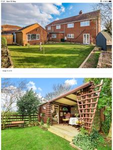 two pictures of a home and a house at Walnut Lodge, Timberland in Martin