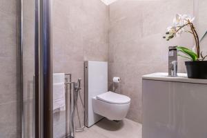 a small bathroom with a toilet and a shower at enJoy Home - Bilocale sulle Riviere nel cuore di Padova in Padova