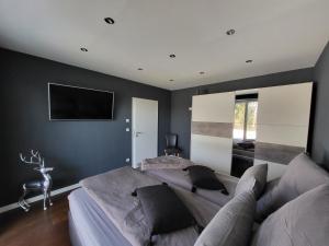 TV a/nebo společenská místnost v ubytování Quartier4 - mit privater Außensauna!