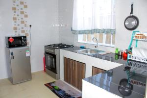 a kitchen with a sink and a stove at Royal Palms Executive 2& 1 bedrooms BNB Wote town in Wote