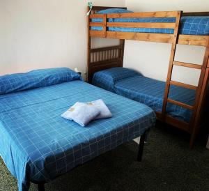 sypialnia z 2 łóżkami piętrowymi i drabiną w obiekcie Il cuore di Moneglia al mare MONEGLIA APARTMENTS w mieście Moneglia