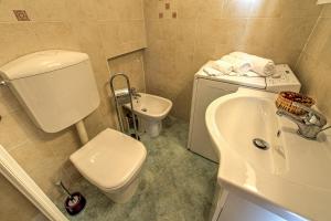 un piccolo bagno con servizi igienici e lavandino di Appartamento Claire a Courmayeur