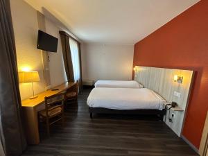 Postel nebo postele na pokoji v ubytování Auberge Des Mésanges
