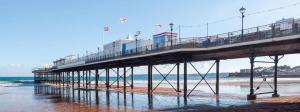 a pier on the beach next to the ocean at The Clifton at Paignton in Paignton
