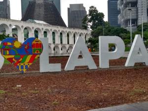 a sign with a heart in front of a building at Lapa Casa Hostel in Rio de Janeiro