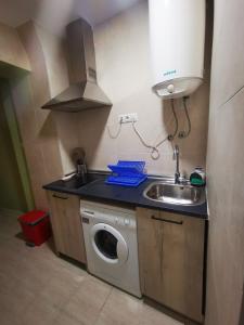 una cucina con lavello e lavatrice di Apartamento el Pilar 3 a Saragozza