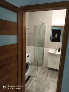 Kúpeľňa v ubytovaní Apartameny Wiktoria i Nikola w Karwiku