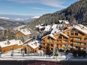 a lodge in the mountains with snow on it at Appartement luxe 3 chambres avec spa et accès direct aux pistes - FR-1-613-51 in Les Allues