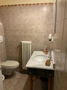 La salle de bains est pourvue d'un lavabo et de toilettes. dans l'établissement ConcaverdeClub, à Sogliano al Rubicone
