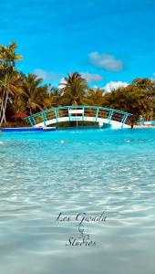 a picture of the water with a bridge in the background at Vue Exclusive Mer et Volcan, Village Vacances avec Plage et Piscine, Les Gwadastudios in Sainte-Anne