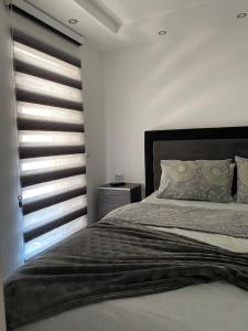 a bedroom with a large bed with a window at Kuća za odmor CAR - Tekija in Tekija