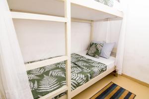 a bedroom with a bunk bed with a ladder at BunkyDew in Galle