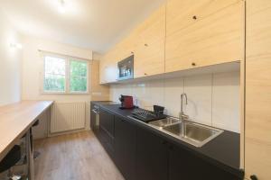 eine Küche mit Spüle und Arbeitsplatte in der Unterkunft Suite Moderne Familiale 8 Pers - Disney 10m - 2 SDB in Bussy-Saint-Georges