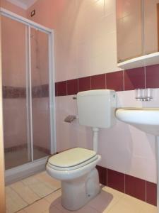 a bathroom with a toilet and a sink and a shower at Homely flat with balcony and swimming pool in Bibione