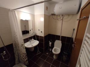 a small bathroom with a toilet and a sink at Ваканционно жилище-Боровец in Borovets