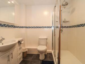 a bathroom with a toilet and a sink and a shower at Rainbow View in Taunton +38 photos