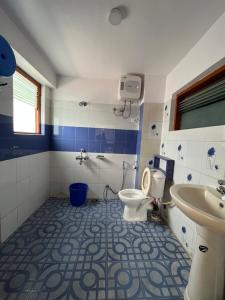 a bathroom with a toilet and a sink at Royal Vista - Guest House in Darjeeling
