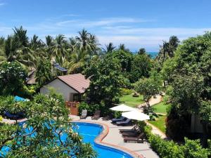 an aerial view of a resort with a swimming pool at Bao Quynh Bungalow in Mui Ne