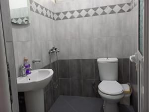 a bathroom with a toilet and a sink at Emiljano Seaview in Ksamil +36 photos