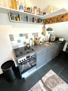 A kitchen or kitchenette at Old Farmhouse Loft near Vaduz