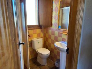 a small bathroom with a toilet and a sink at Casa Rural Naranja in El Tiemblo