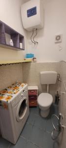 a bathroom with a washing machine and a toilet at casa arcobaleno in Isola del Giglio