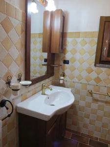 a bathroom with a sink and a mirror at Casa in campagna in Dorgali