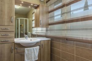 een badkamer met een wastafel en een spiegel bij Park in Novigrad Istria