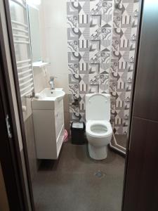 a bathroom with a white toilet and a sink at snow forest bakuriani apartment eight in Bakuriani