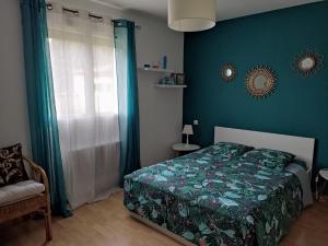 Kama o mga kama sa kuwarto sa Chambre Génissieux, vue sur Vercors