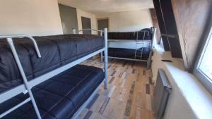 Pokój z 2 łóżkami piętrowymi i oknem w obiekcie Temiscira Hostel w mieście Bariloche