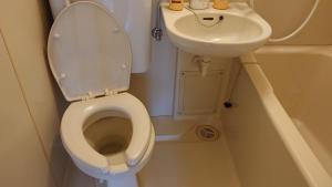 a small bathroom with a toilet and a sink at City Pal "kyu Takane Heights" 103 - Vacation STAY 14021 in Tokyo