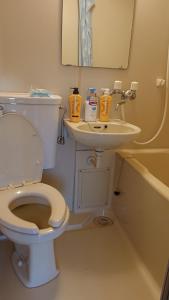 a bathroom with a toilet and a sink at City Pal "kyu Takane Heights" 103 - Vacation STAY 14021 in Tokyo