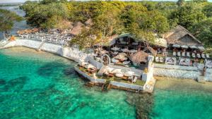 an aerial view of a resort on the water at Bora Bora Beach Club & Hotel in Isla Grande