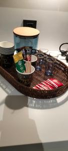 a tray with plates and dishes on a table at ‌skyland in Istanbul