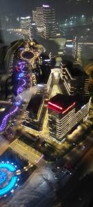 an aerial view of a city at night at ‌skyland in Istanbul