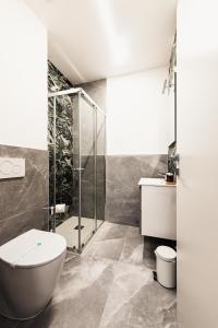 a bathroom with a toilet and a shower at Gegix's Rooms Milano in Milan